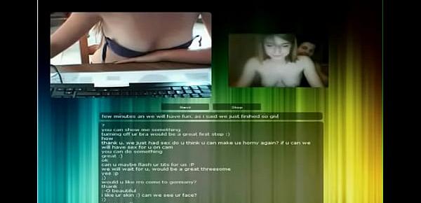  Chatroulette girl showing all to a fake video of a couple  D 01